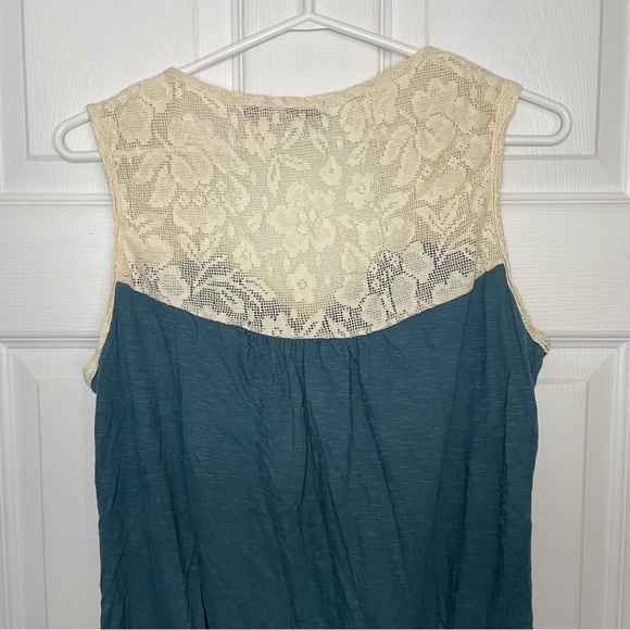 Prana Lace and Blue Organic Cotton Sleeveless Blouse Top Medium - Picture 4 of 7